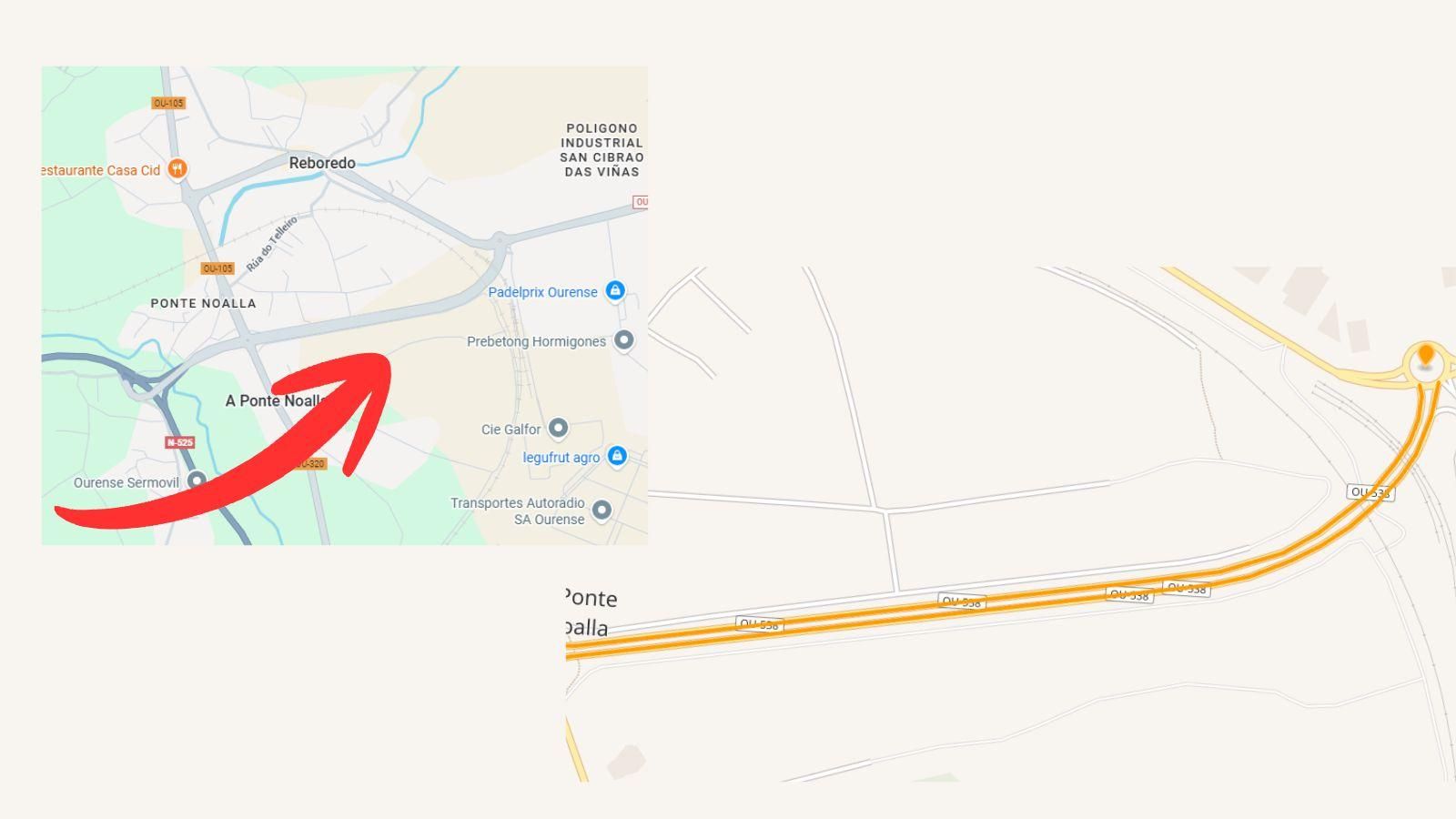 Lugar del corte por los tractores