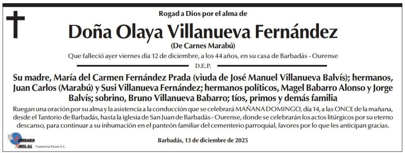 Las esquelas de hoy, 13 de diciembre