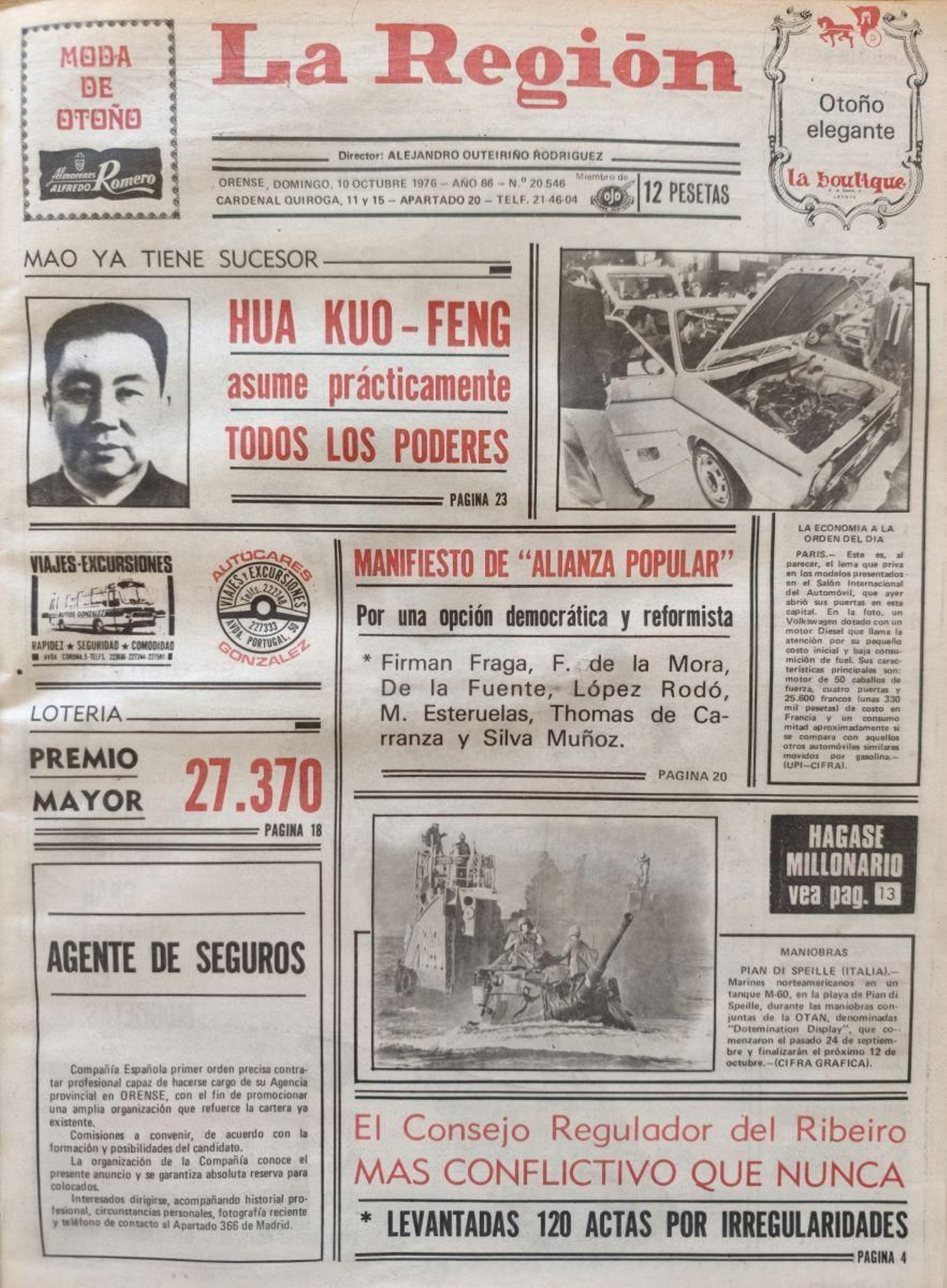 Primera página del 10 de octubre 1976.