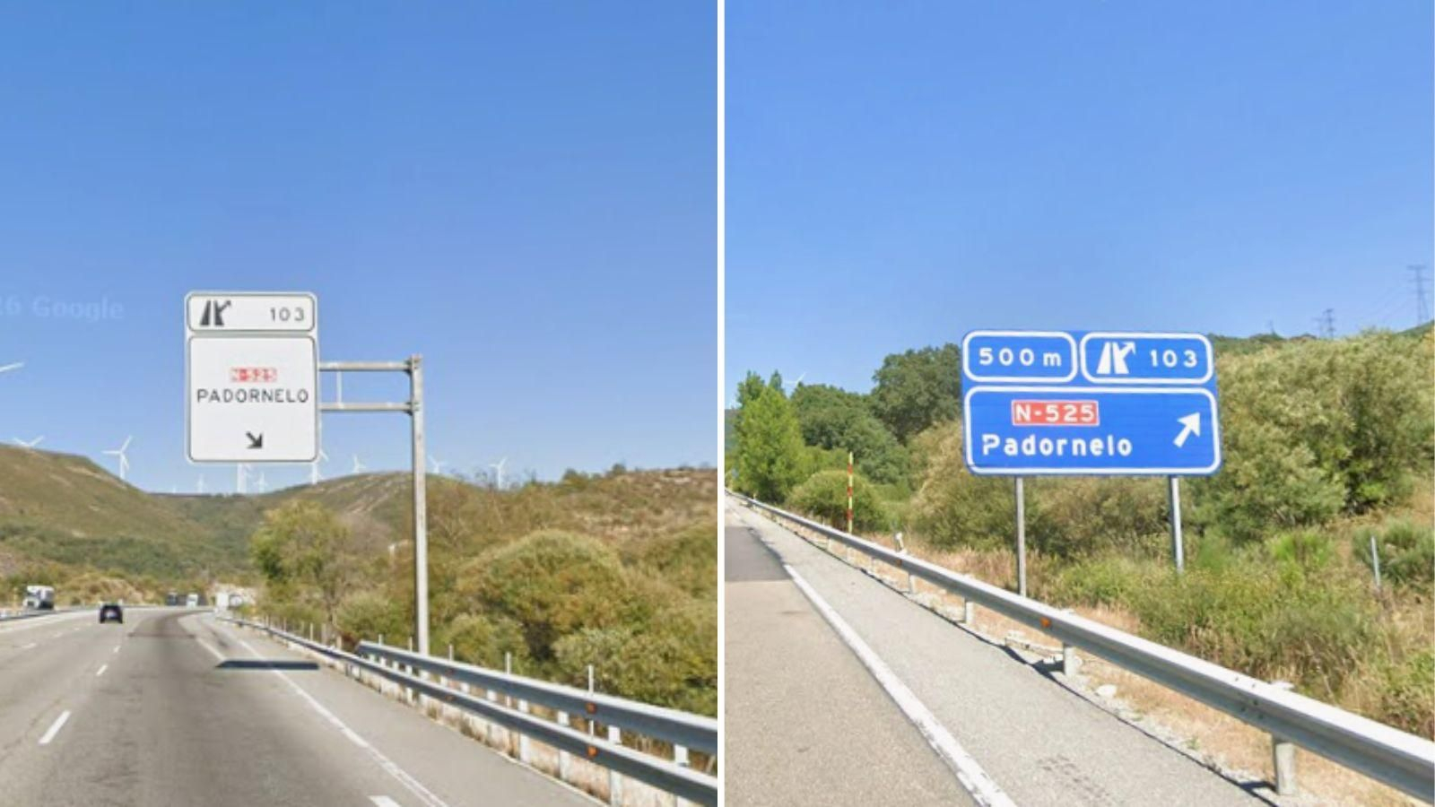 Desvío de la A-52 en la salida 103 (O Padornelo) en sentido Madrid, con itinerario alternativo por Requejo y la N-525 debido a las obras de asfaltado.