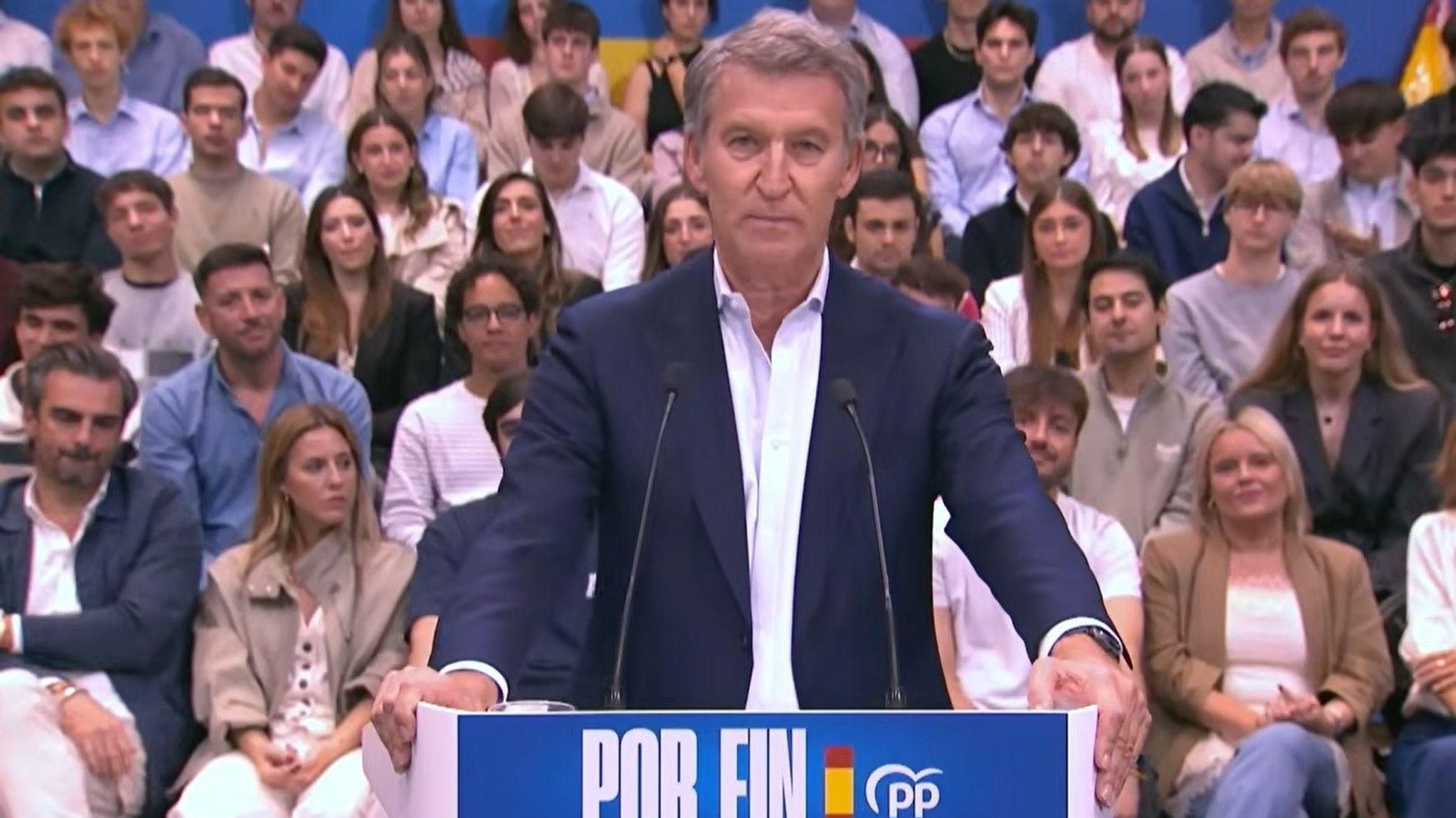 El líder del PP, Alberto Núñez Feijóo, en un acto de precampaña en Madrid