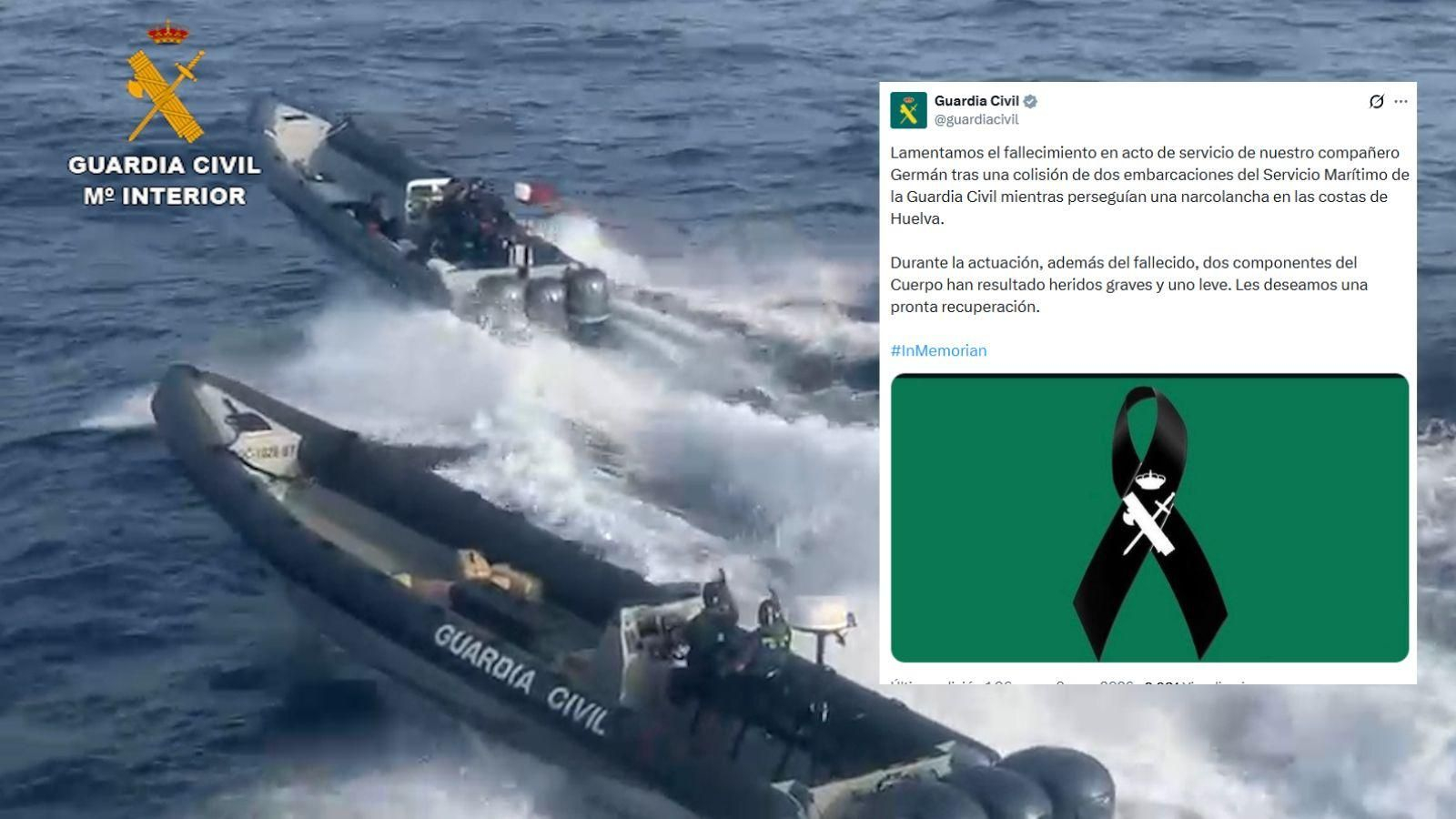 Una persecución de la Guardia Civil a una narcolancha, en una foto de archivo.