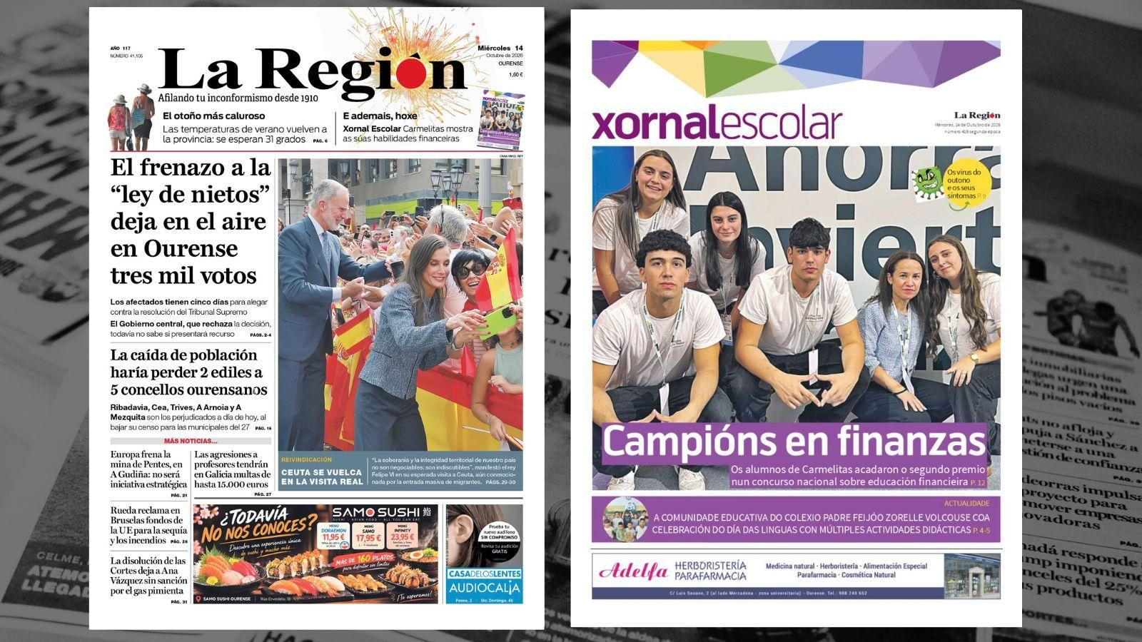 La portada de La Región de este miércoles.