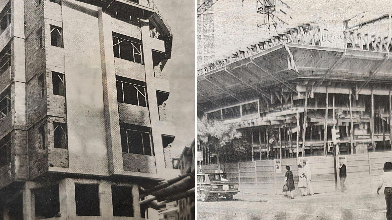 Edificio en obras en Curros Enríquez y esquina de la calle de las Flores con la de Pena Corneira.