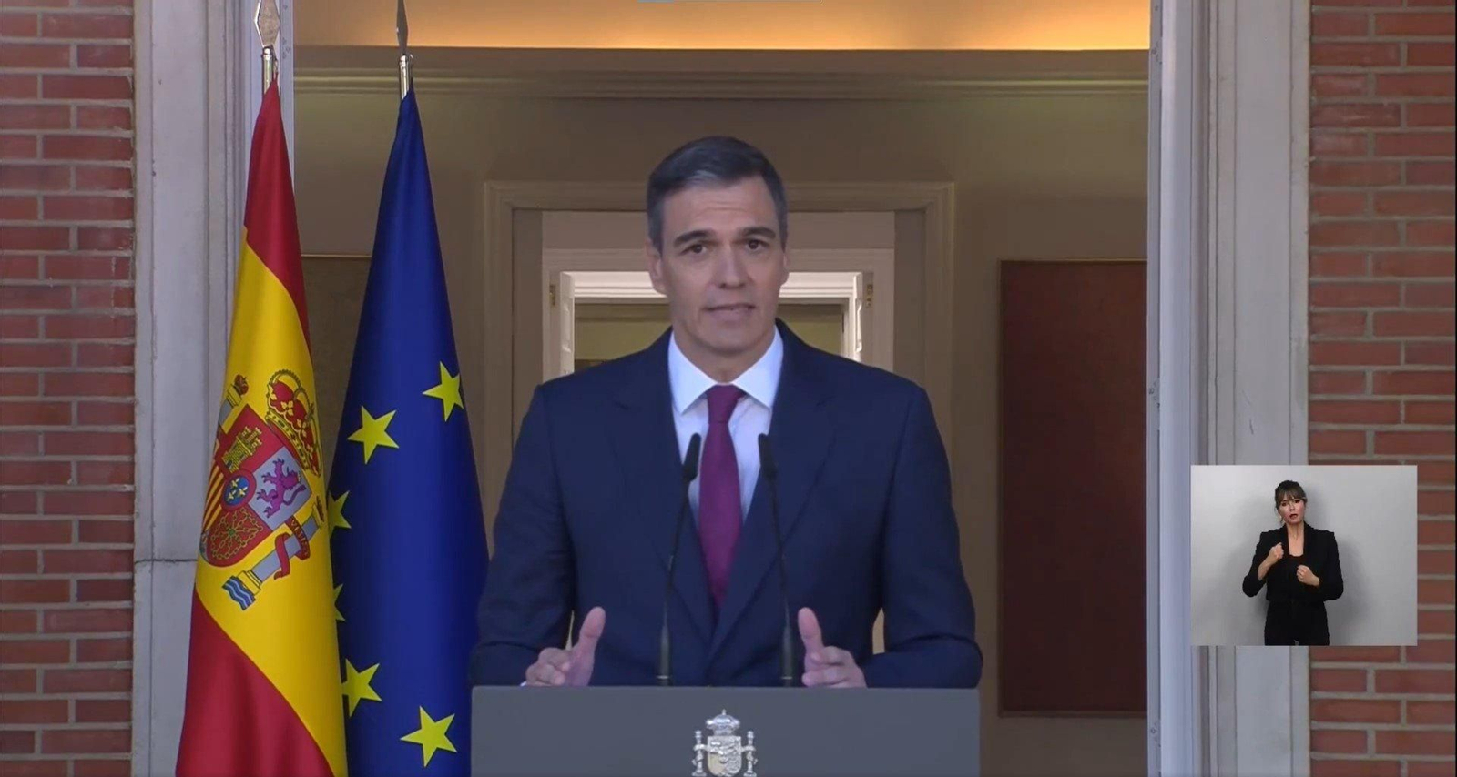Pedro Sánchez, en un comparecencia en La Moncloa.