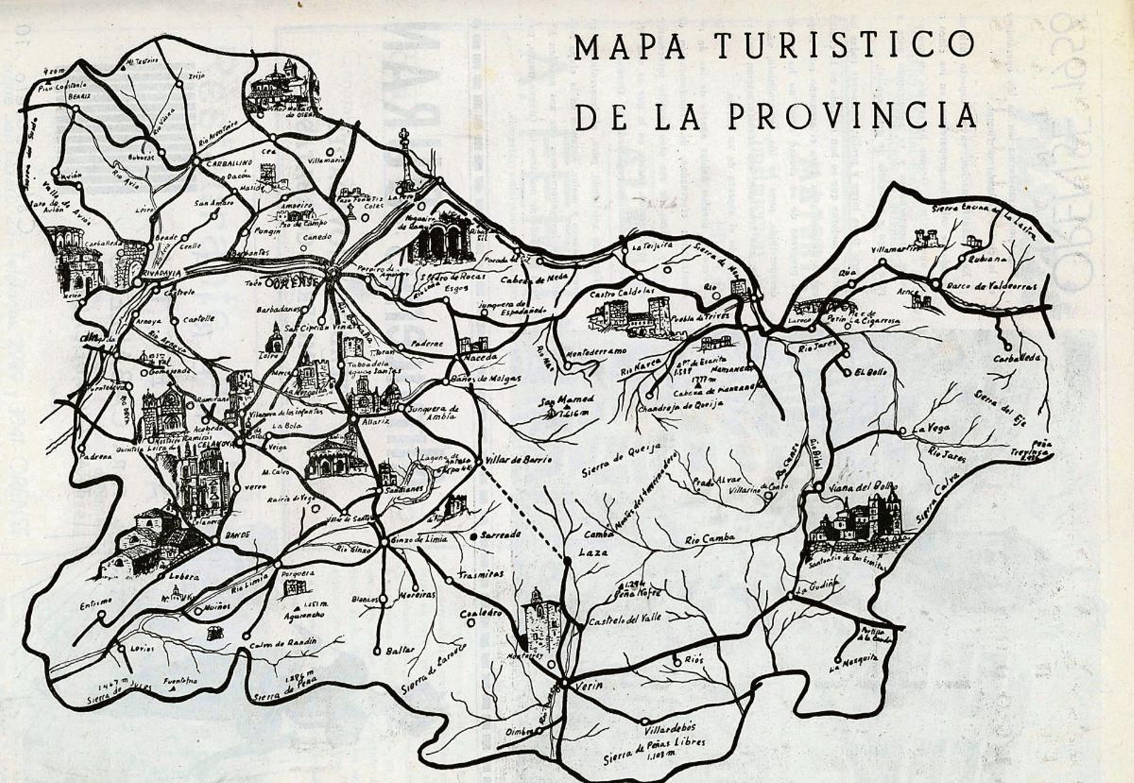 Mapa para turistas en el programa de 1956. No tiene firma pero recuerda al que en el 62 publicaría Conde Corbal.