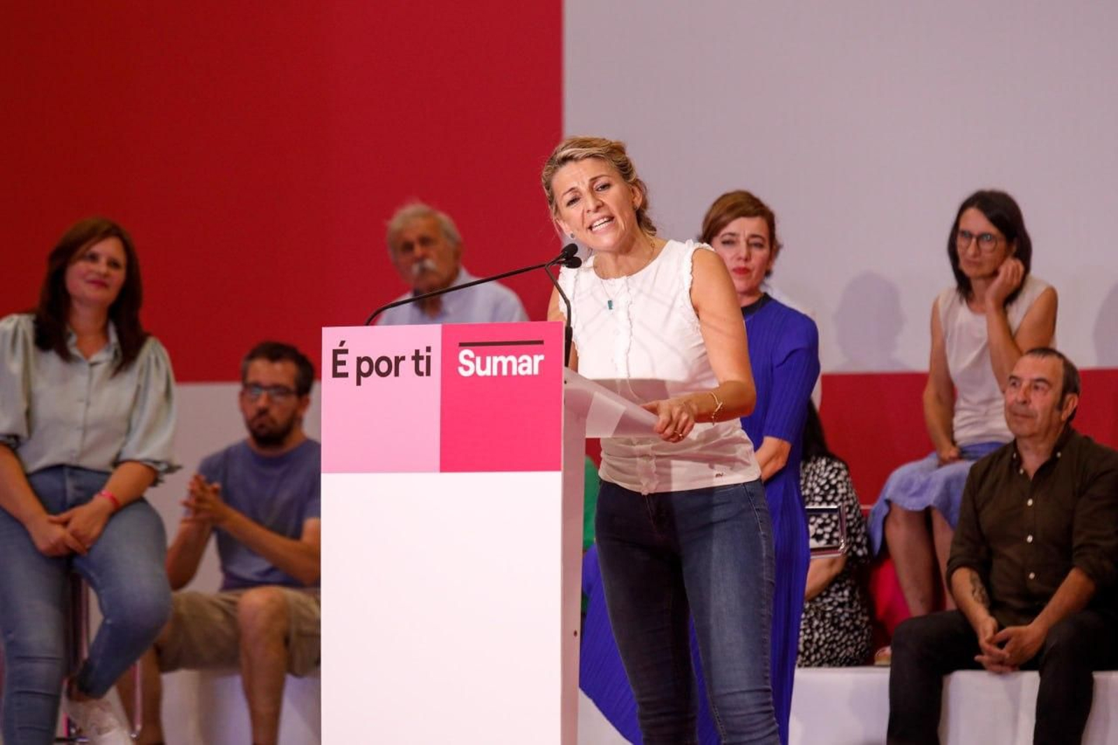 Yolanda Díaz dio un mitin en el recinto de As Travesas en Vigo. // Jorge Santomé