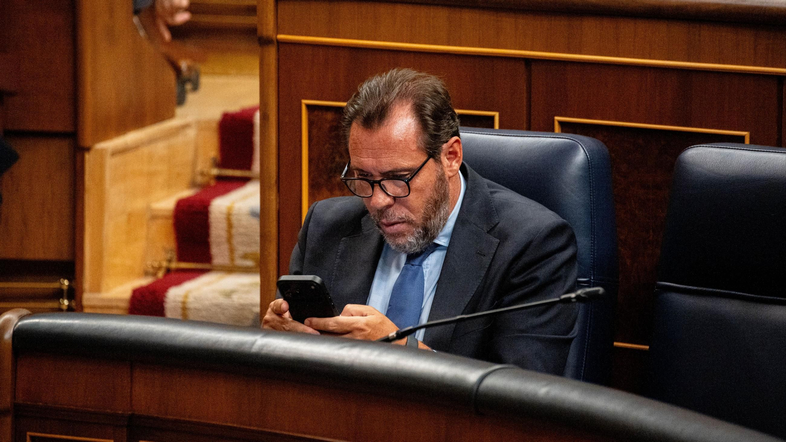 El ministro de Transportes y Movilidad Sostenible, Óscar Puente, durante una sesión plenaria en el Congreso de los Diputados, a 9 de septiembre de 2026, en Madrid (España)