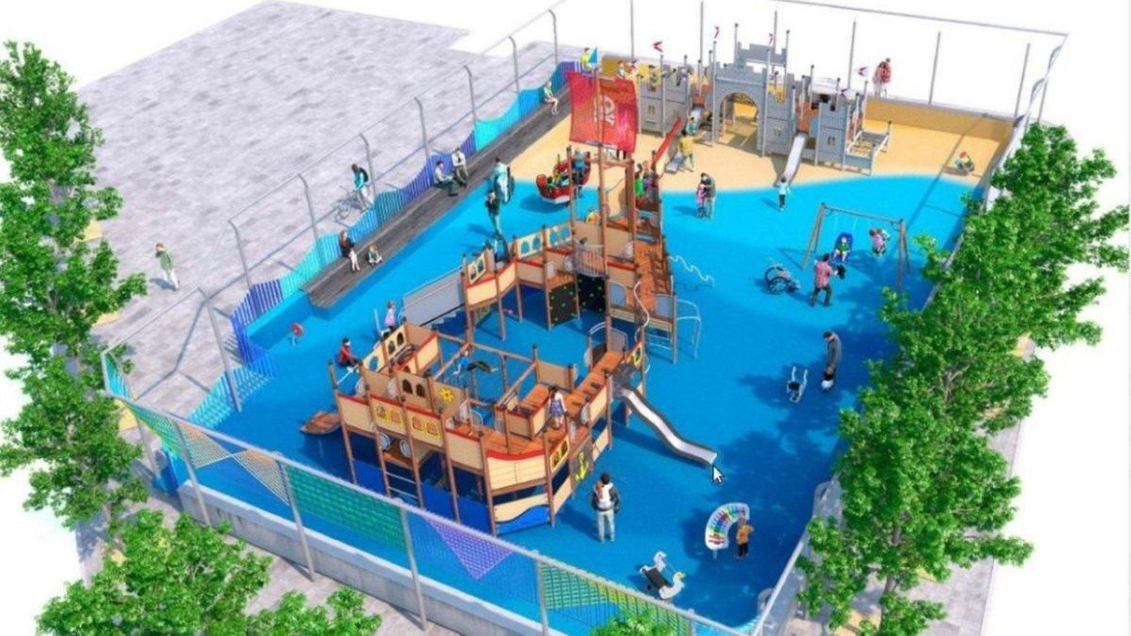 Una infografía del parque infantil que se ubicará en la zona.