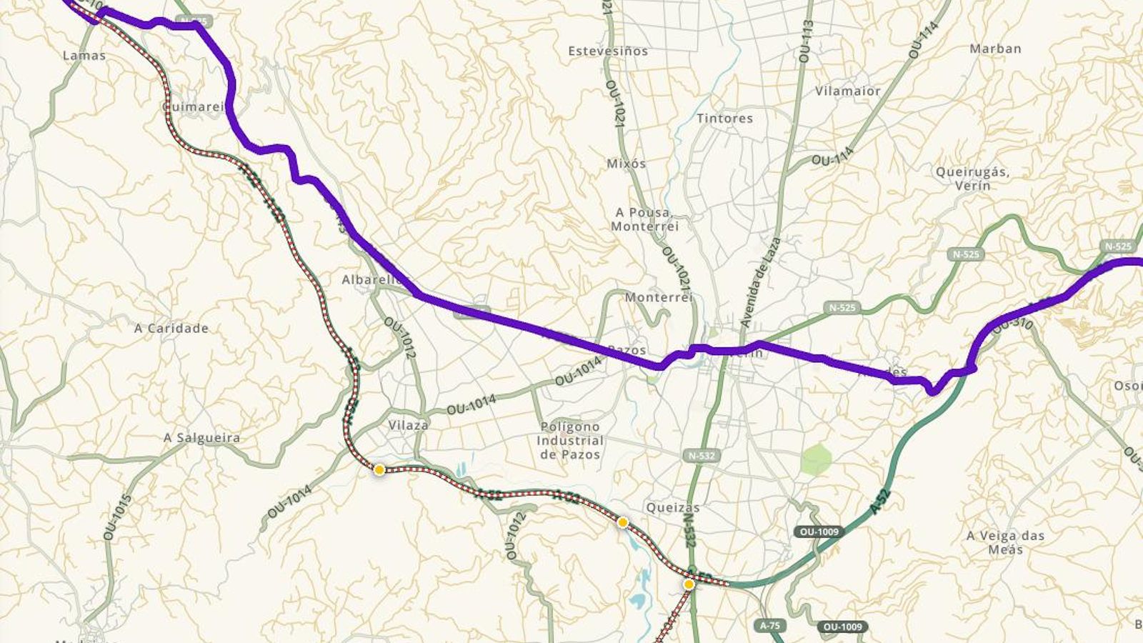 Ruta alternativa por el corte de la A-52 en el trayecto Ourense-Zamora.