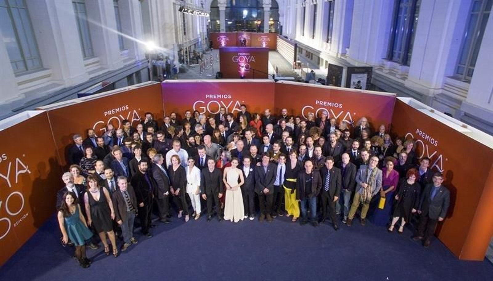 La Academia de Cine facilita la foto de familia de los nominados e invitados en la tradicional fiesta previa a la gala de los 30 Premios Goya.