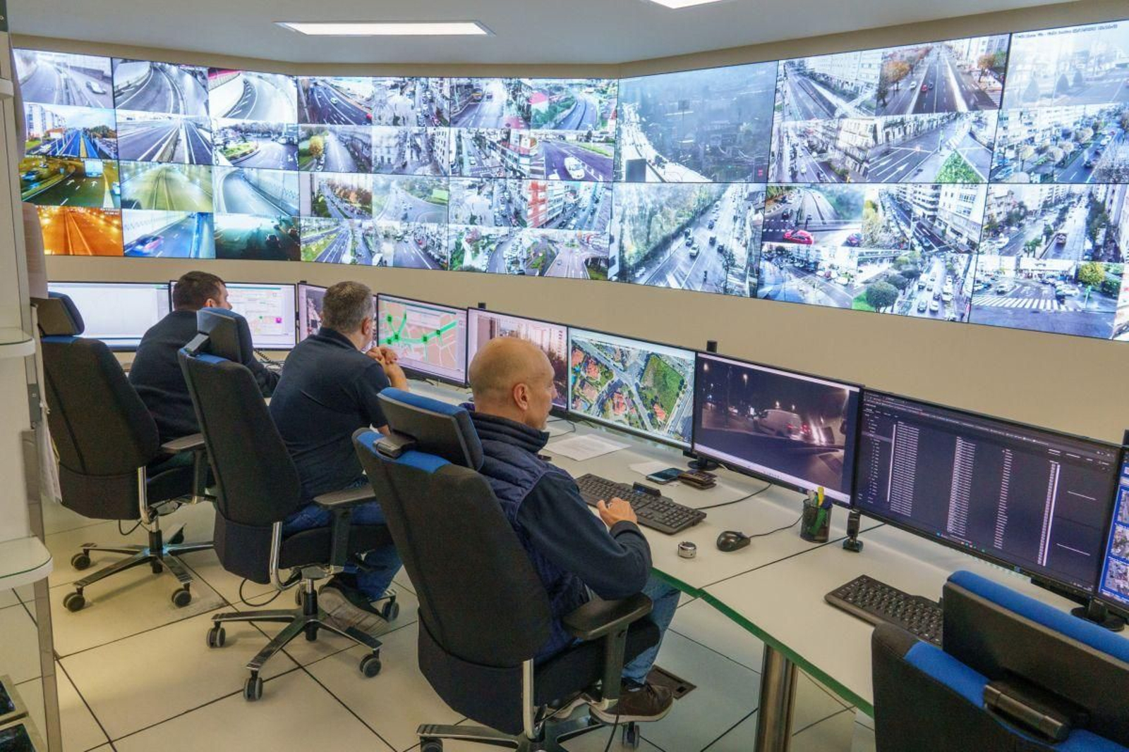 La sala de control de tráfico del Concello.