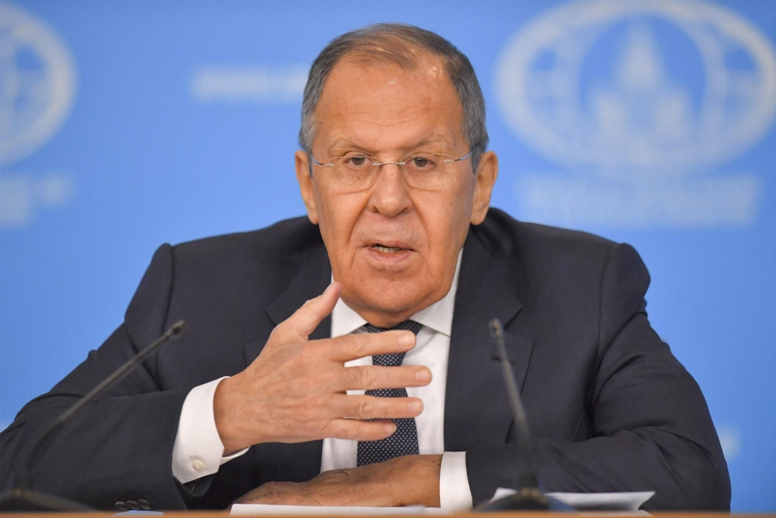 El ministro de Asuntos Exteriores ruso, Sergei Lavrov, habla durante su conferencia de prensa anual en Moscú, Rusia, el 14 de enero de 2025.