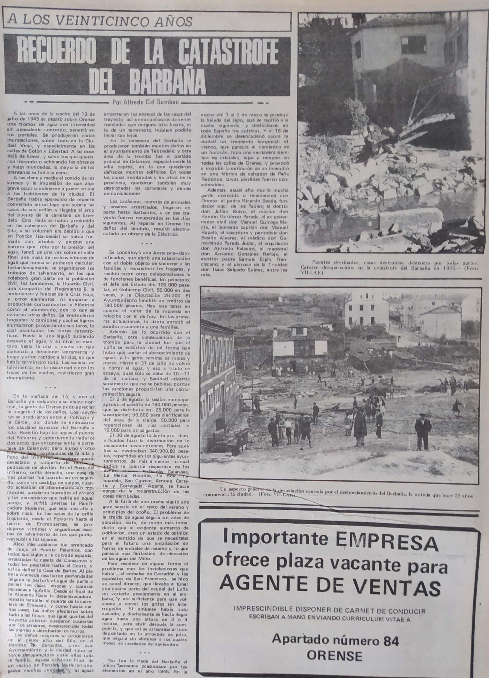 13 JULIO 1970 FALDÓN TEXTO Y FOTOS DESBORDAMIENTO BARBAÑA 2