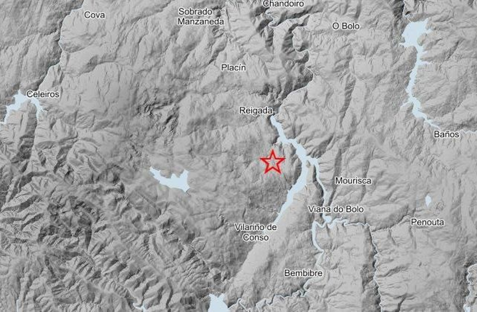 Epicentro del terremoto en Vilariño de Conso.
