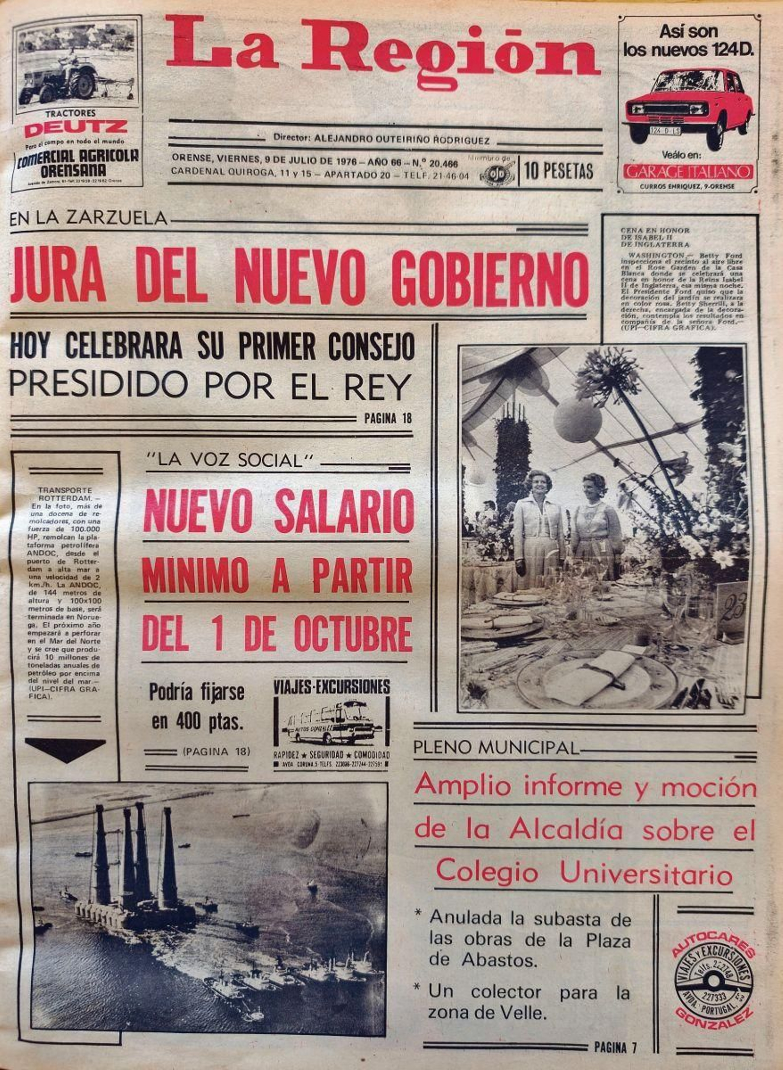 La portada escaneada de La Región del 9 de julio de 1976.