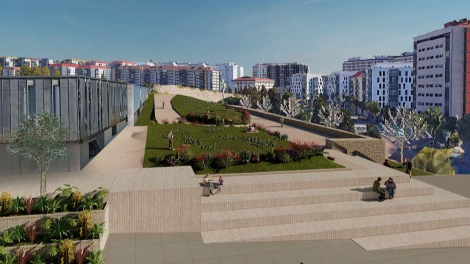 Una infografía que recrea las bancadas que se construirán en la zona.