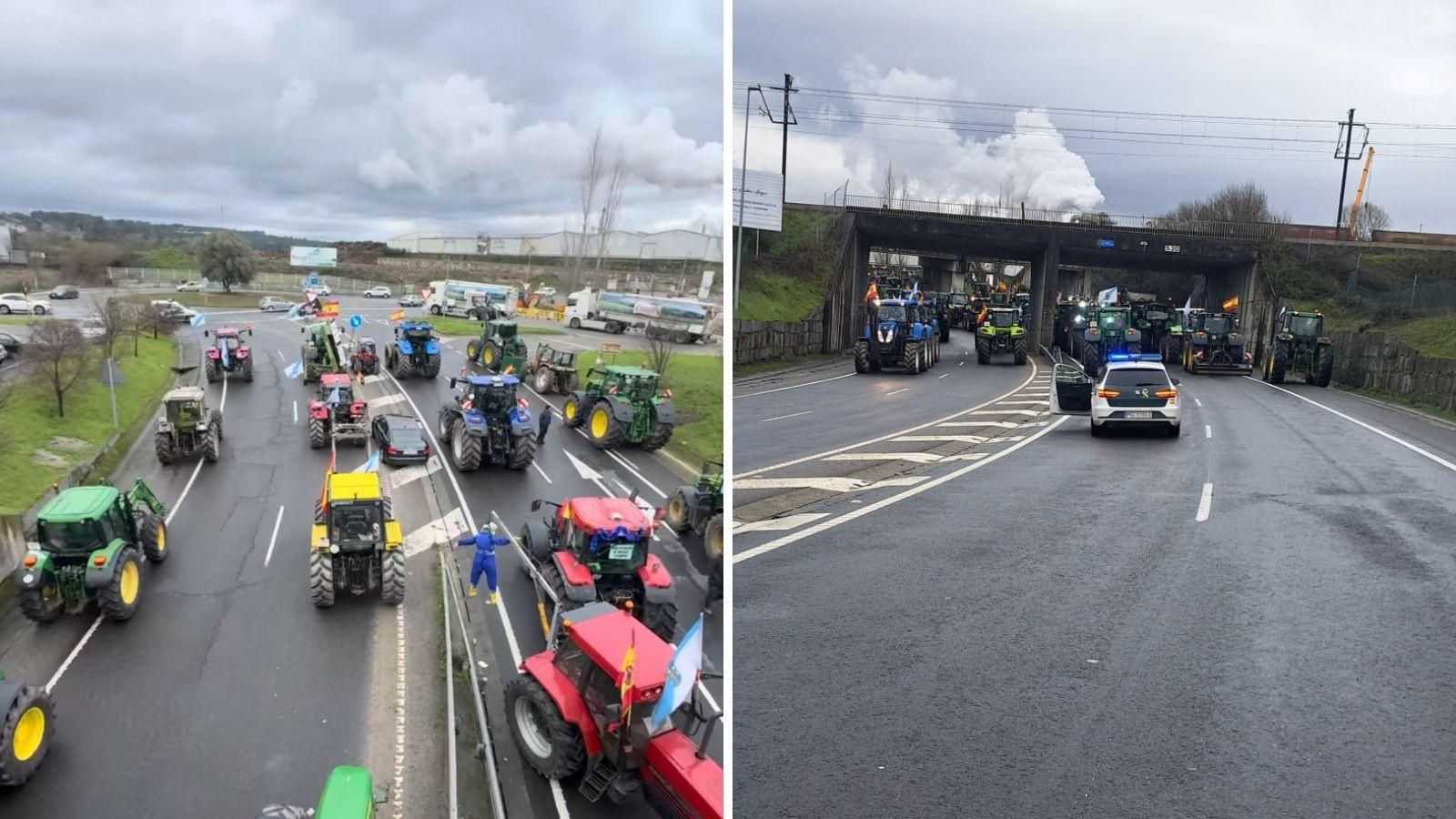 Los tractores, a la entrada del Polígono de San Cibrao