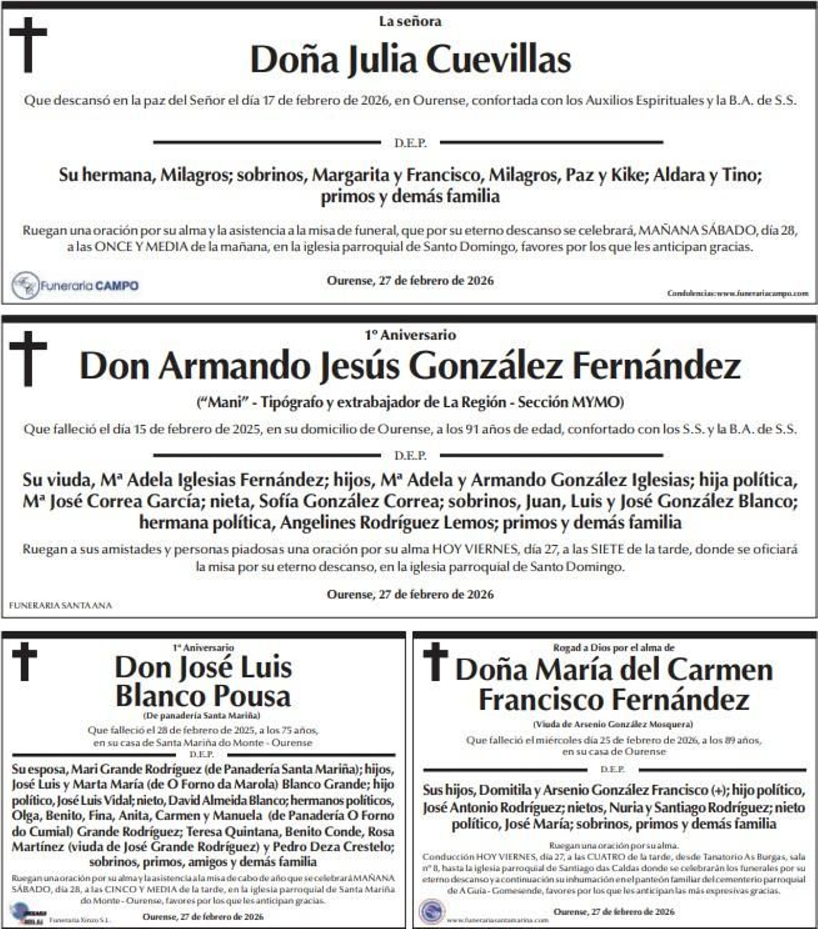 Las despedidas de este viernes de La Región