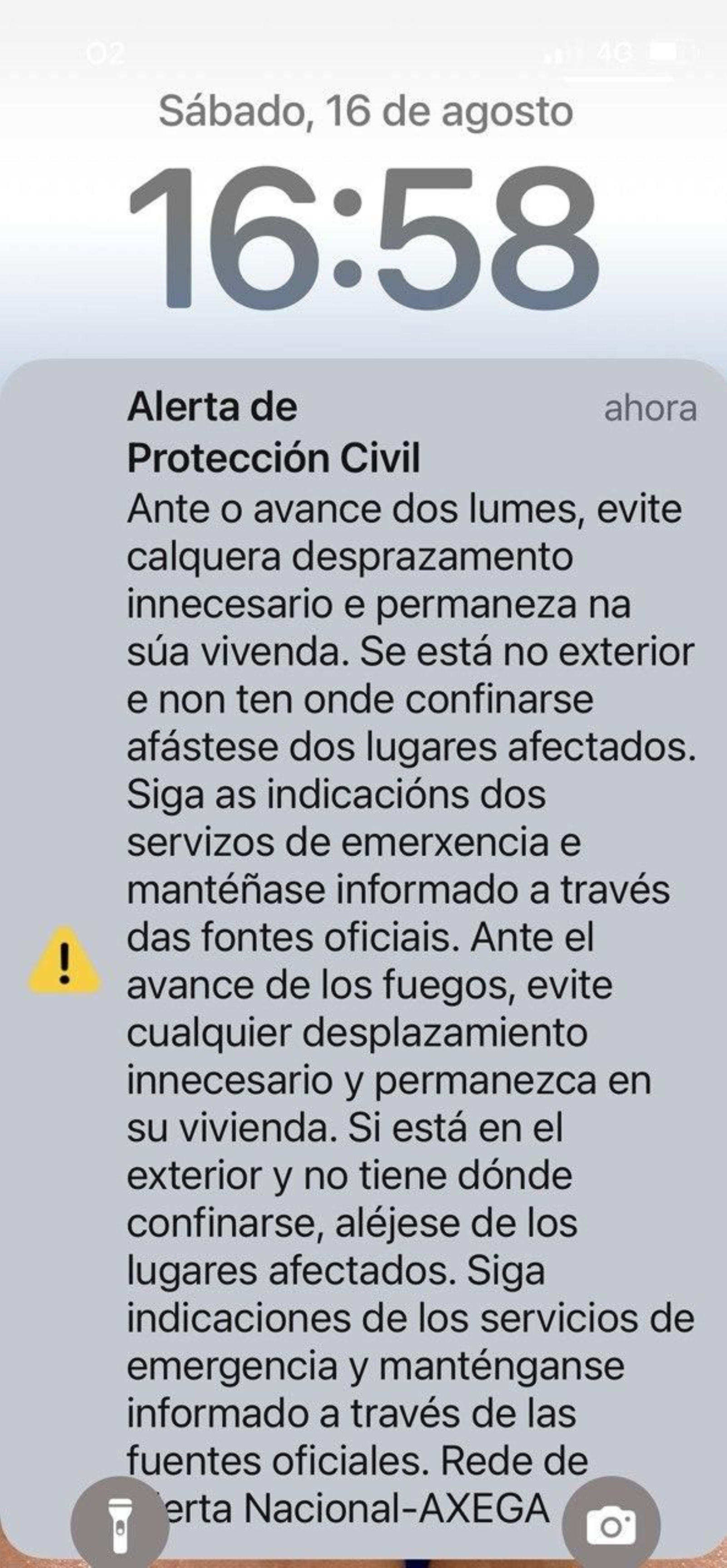 La alerta que ha llegado este sábado a los móviles de algunos ciudadanos.