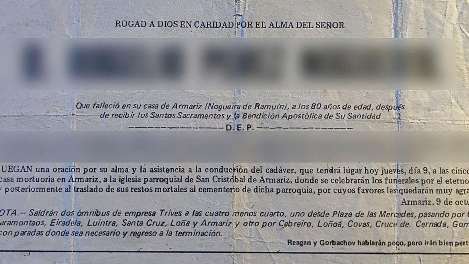 Reagan y Gorbachov compartiendo esquela.