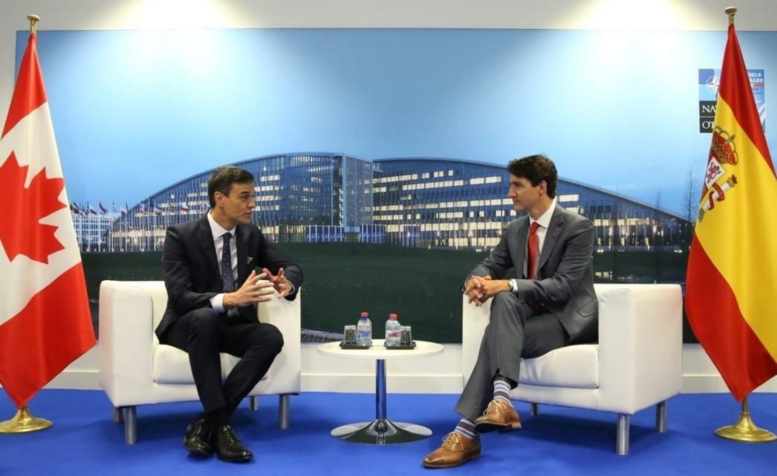 Pedro Sánchez y Justin Trudeau, este jueves.