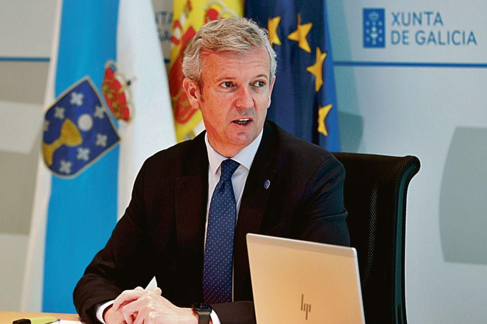 Alfonso Rueda, ayer durante el Consello de la Xunta.