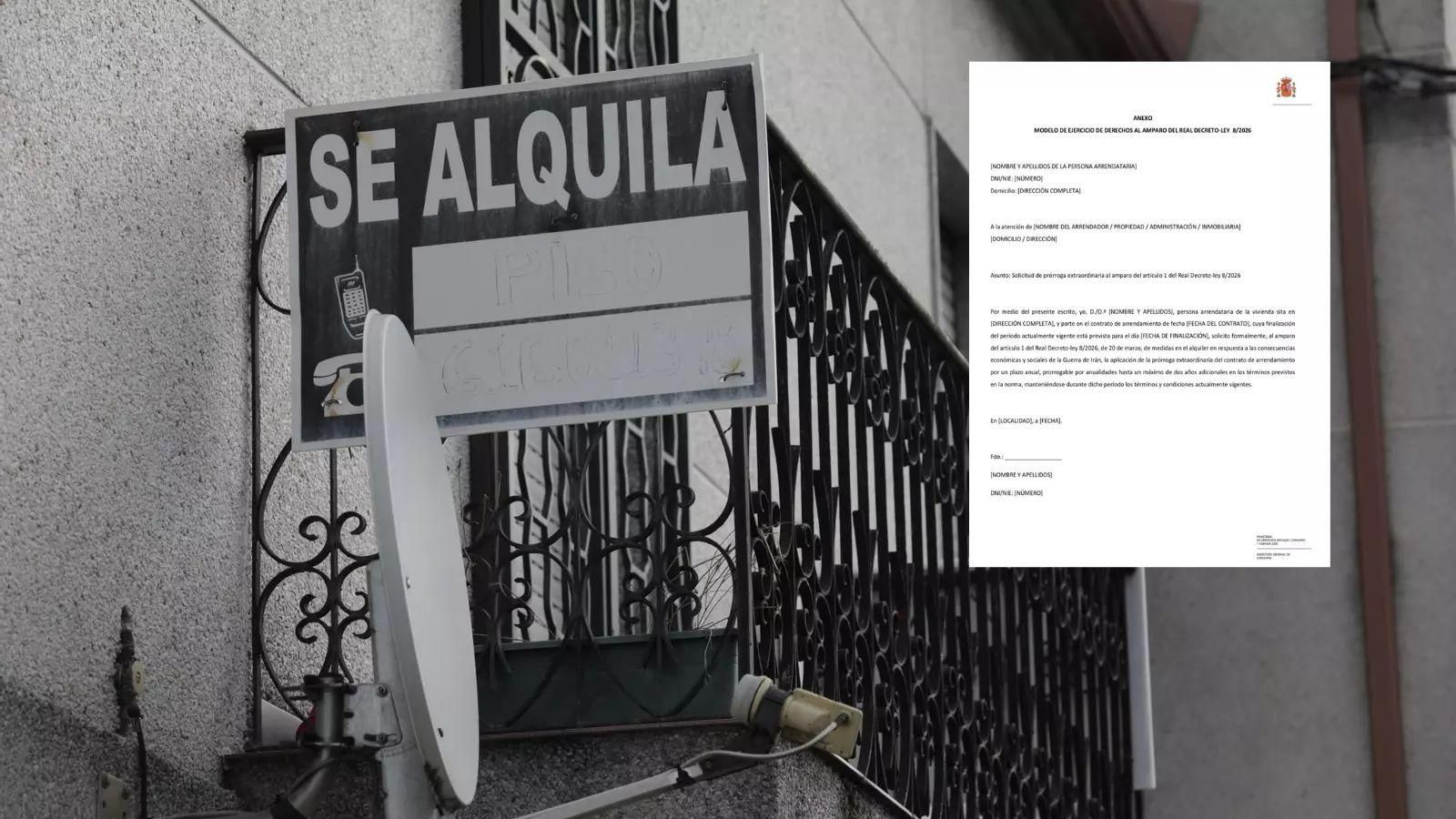 Así es el burofax que propone Consumo para prorrogar los contratos de alquiler