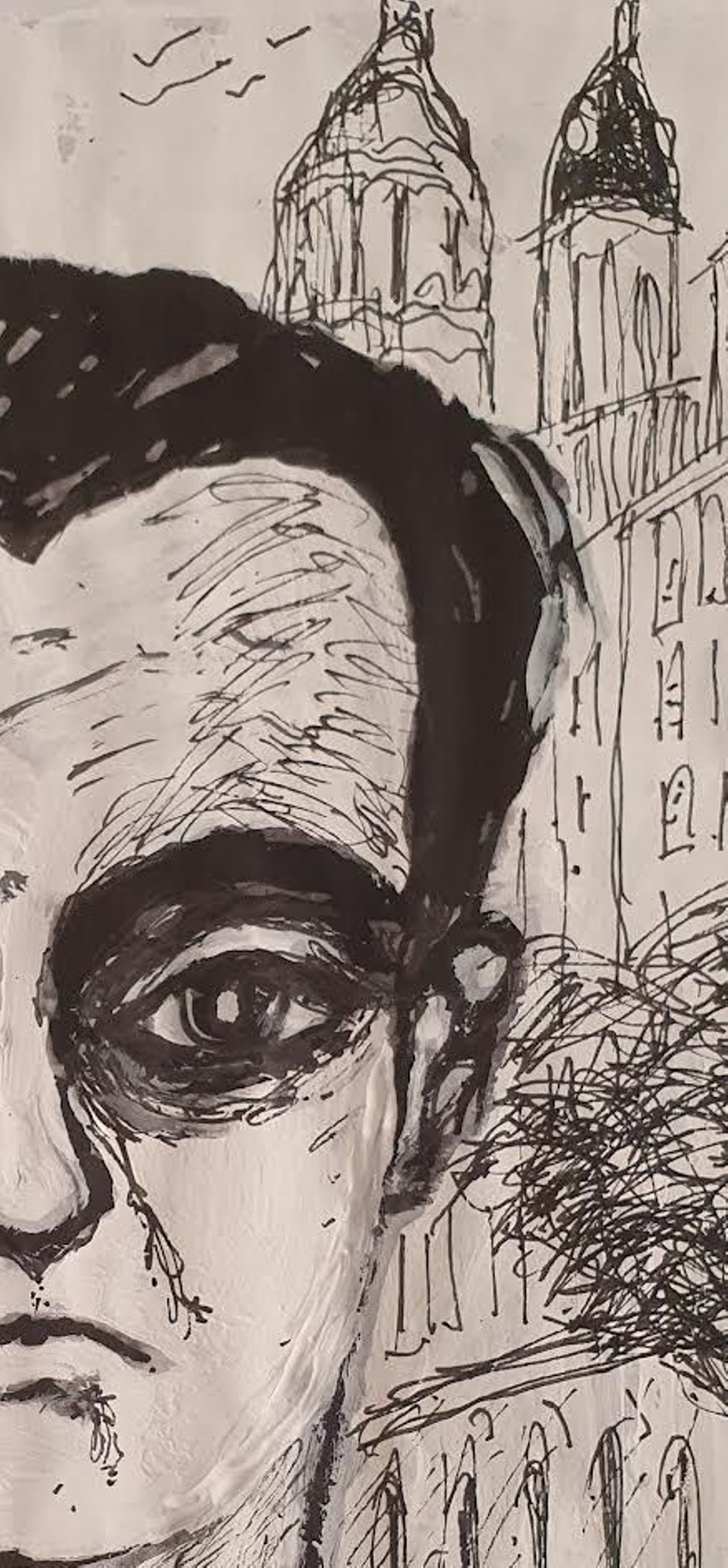 Federico y Avenida de Mayo. Dibujo de Horacio Spinetto