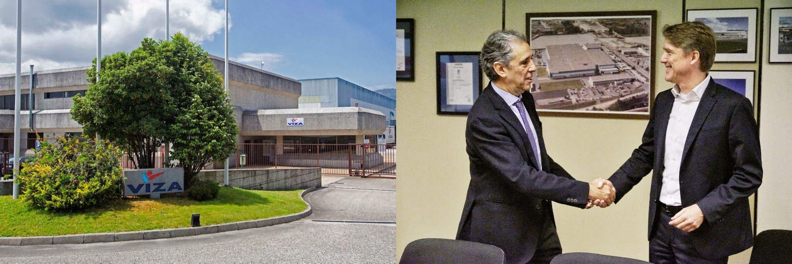 Antonio Vega, director general de Viza y Rainer Behrens, vicepresidente de Magna Asientos Europa presentaron esta mañana la compra de la empresa gallega por el gigante mundial