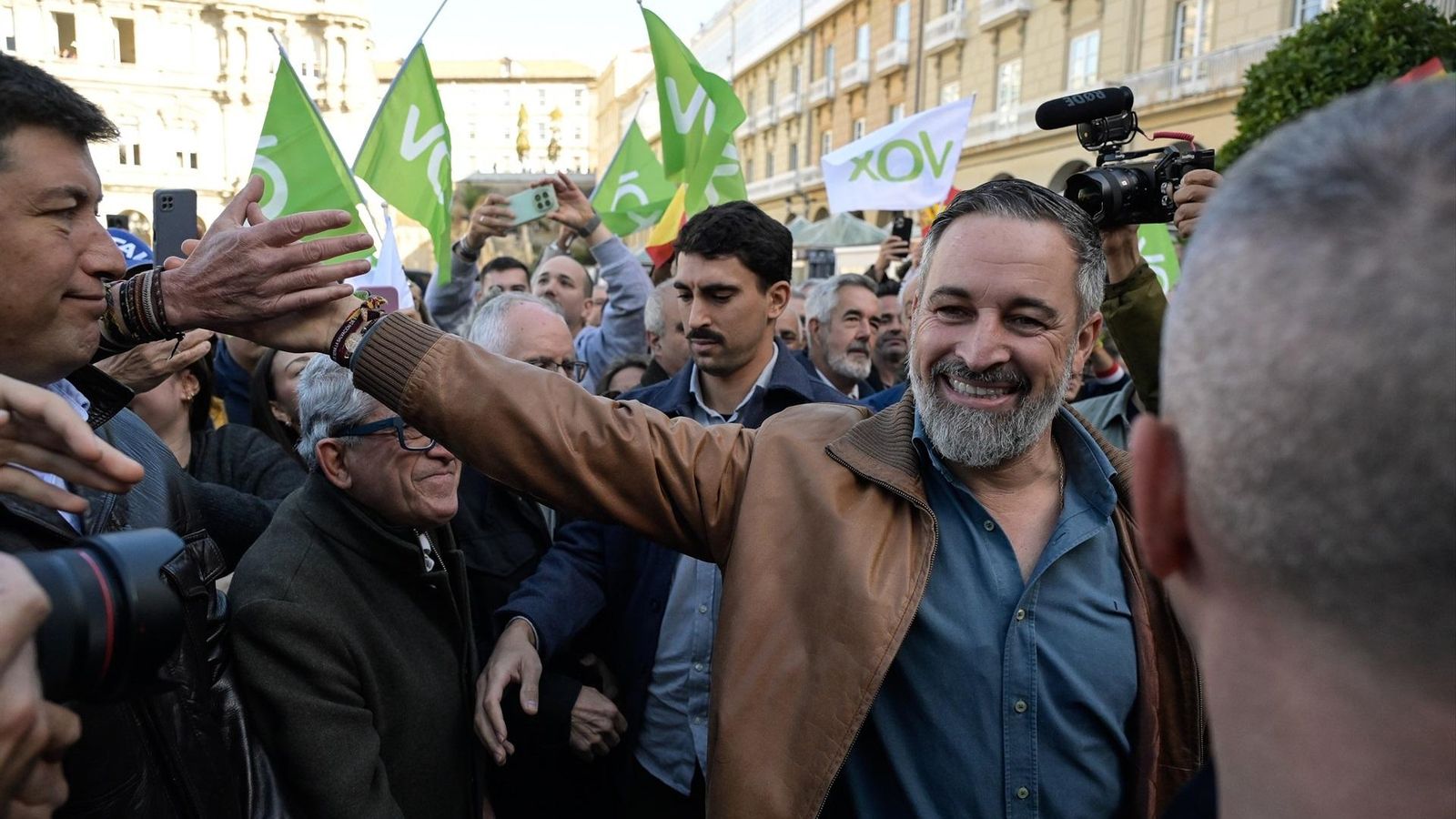 El presidente de Vox, Santiago Abascal, durante un acto en A Coruña.