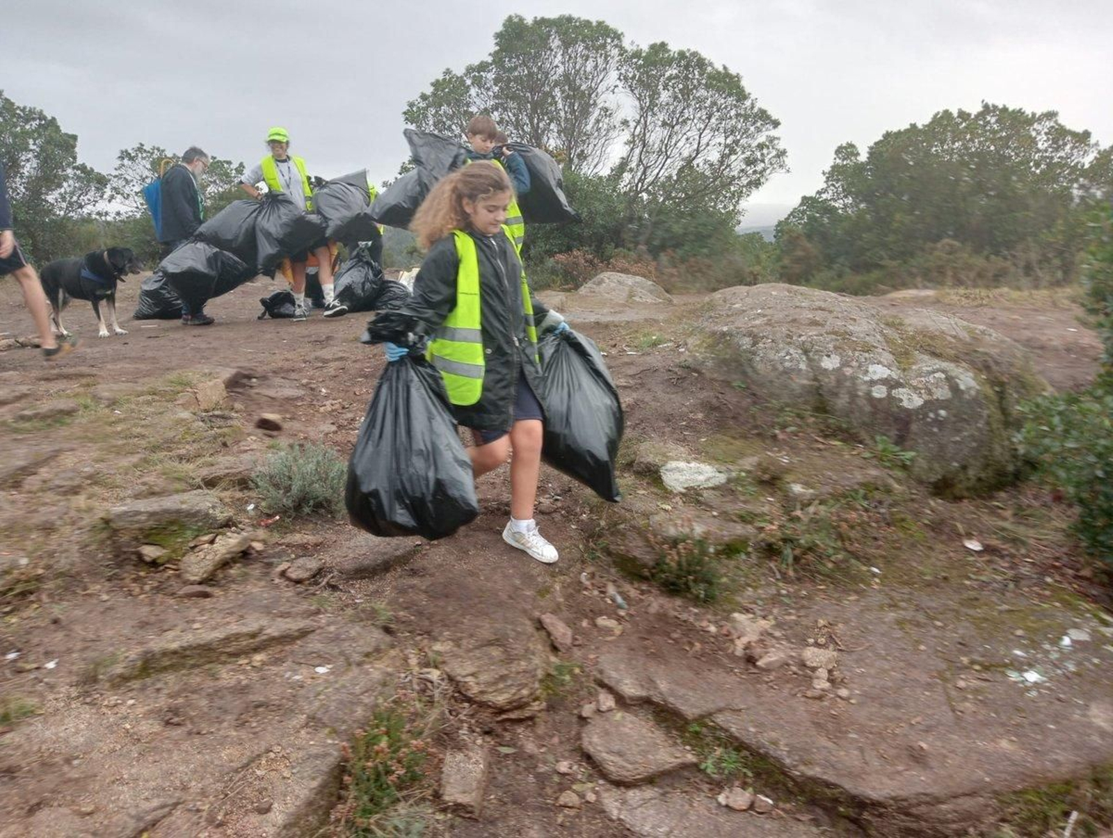 Los Ecovigilantes limpian los restos de la fiesta del magosto.