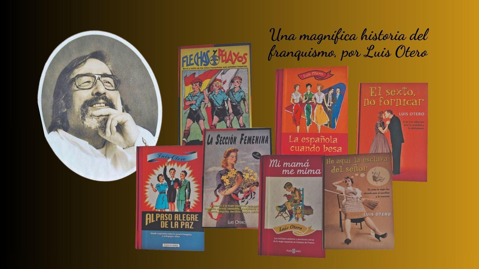 Luis Otero junto ejemplares de su colección