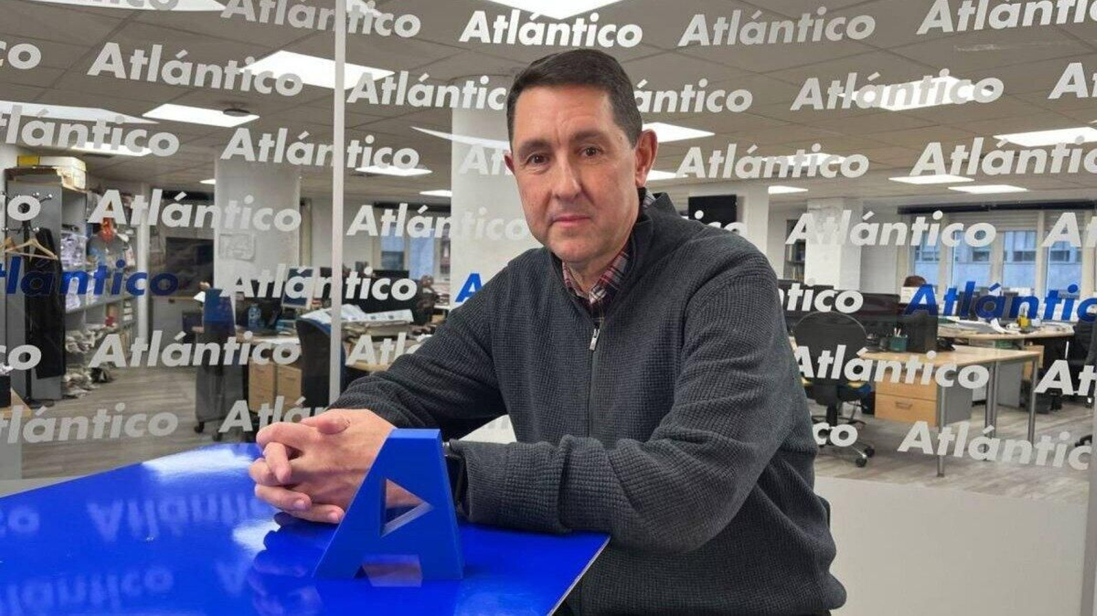 Javier Pérez Guerra, onte no set de Atlántico TV.