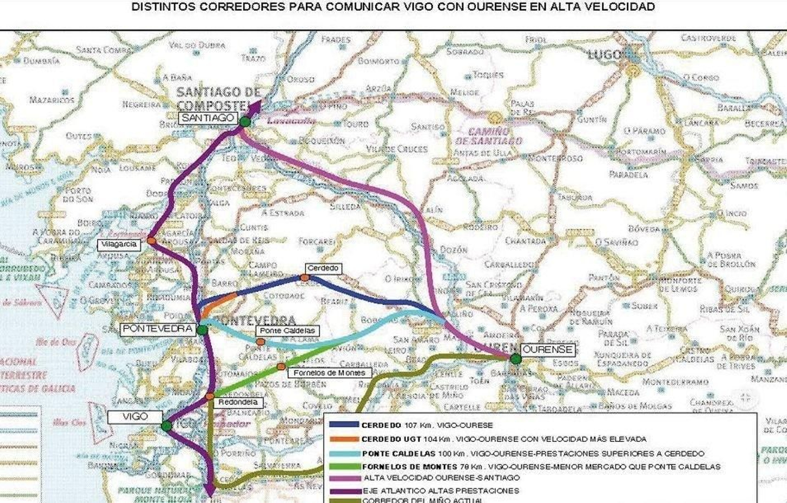 Mapa de las posibles alternativas.