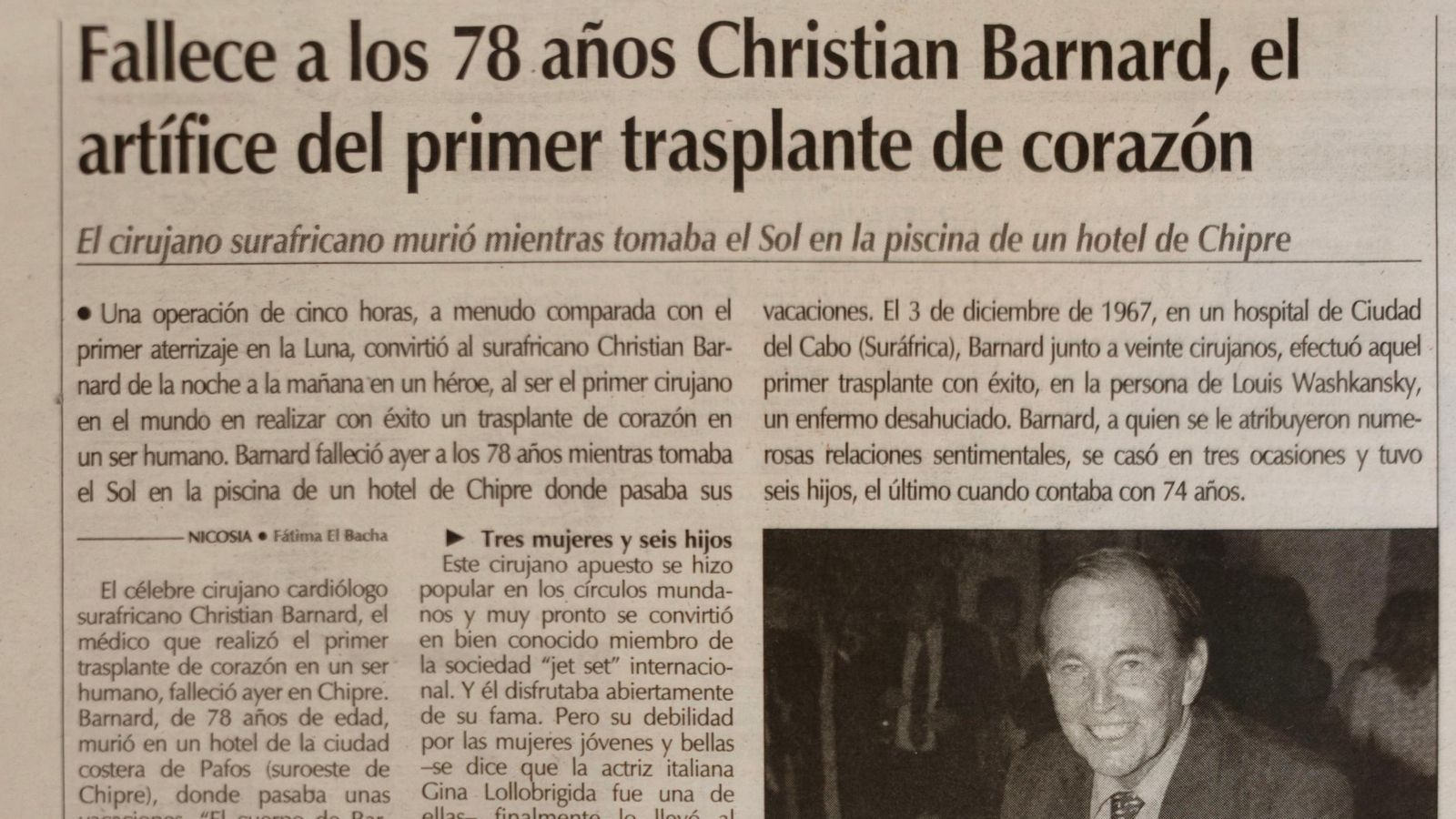 Titulares de La Región del 3 de septiembre del 2001