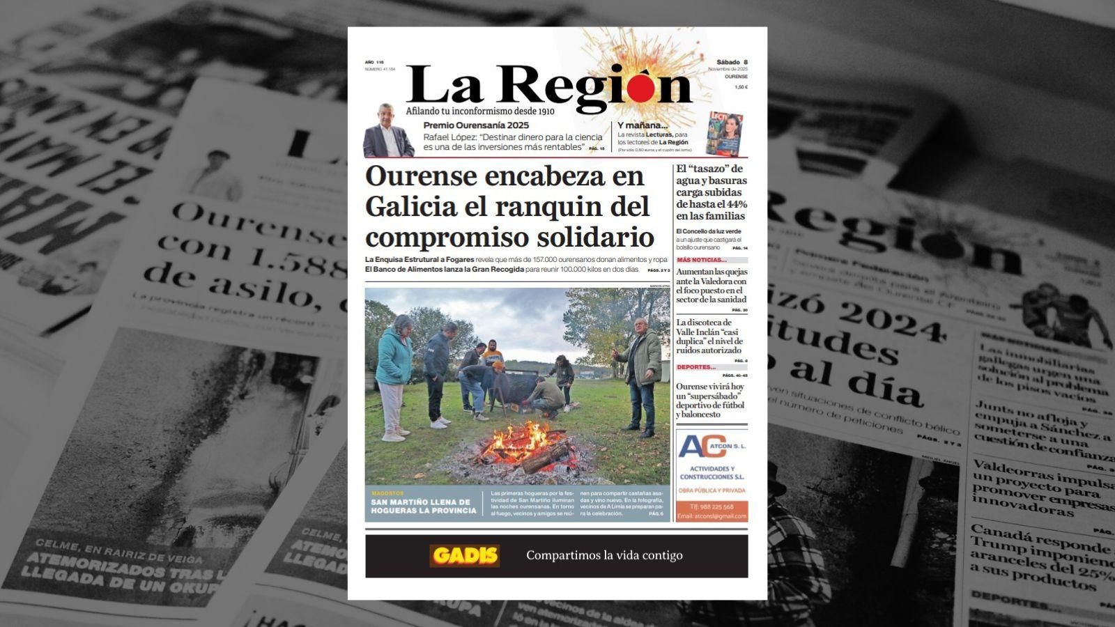 La portada de La Región este sábado, 8 de noviembre