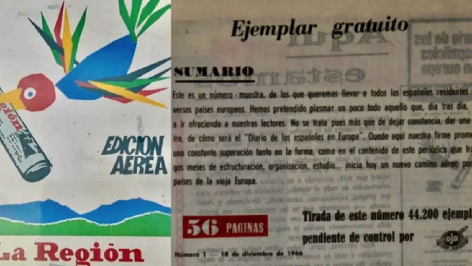 Primer ejemplar de La Región Internacional