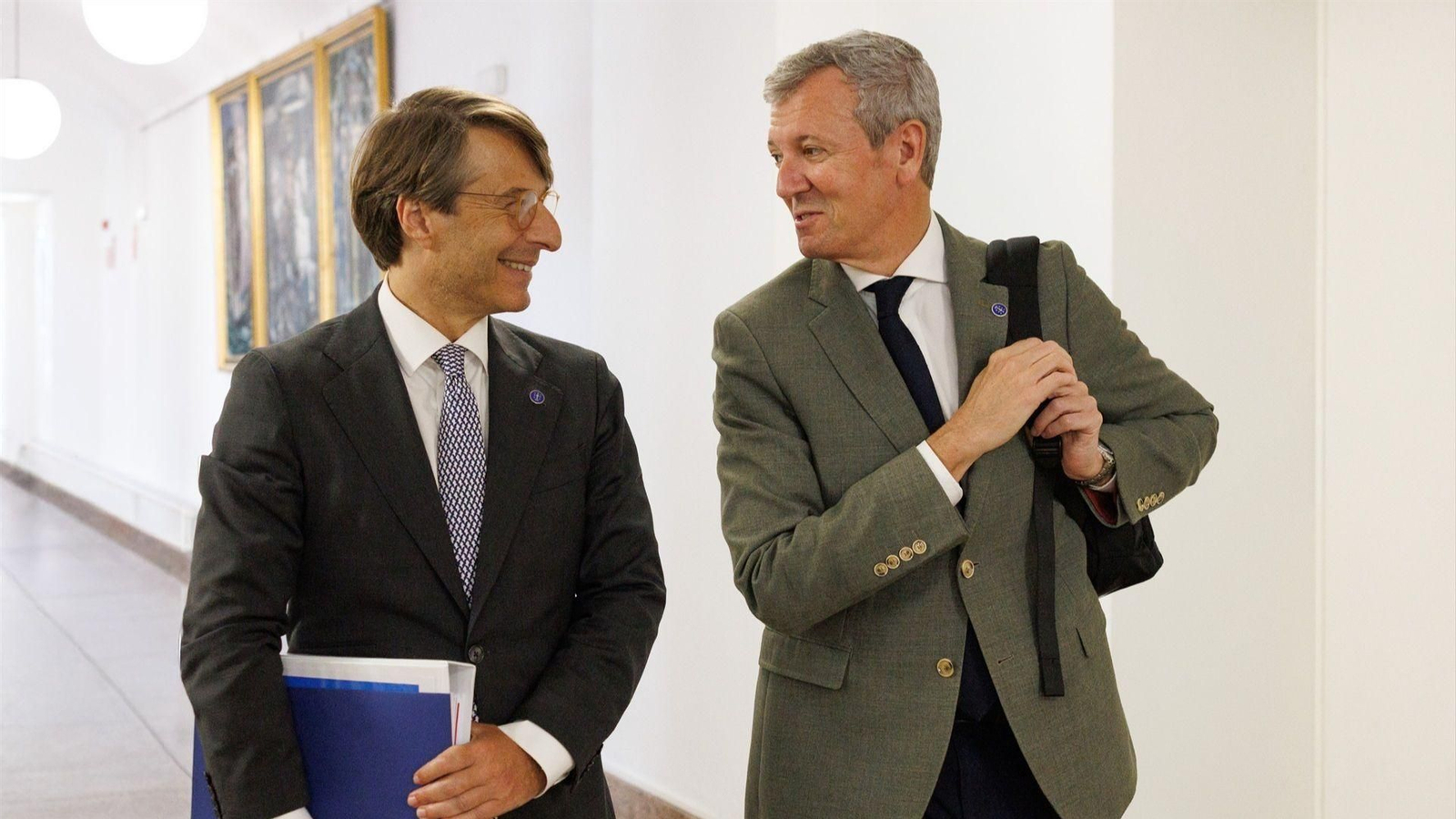 El presidente de la Xunta, Alfonso Rueda, y el conselleiro de Facenda, Miguel Corgos, en una imagen de archivo.