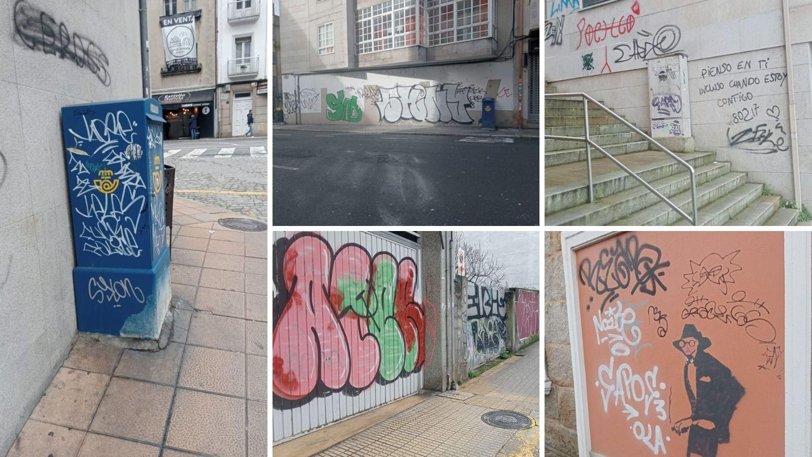 Pintadas en las calles de la ciudad de Ourense