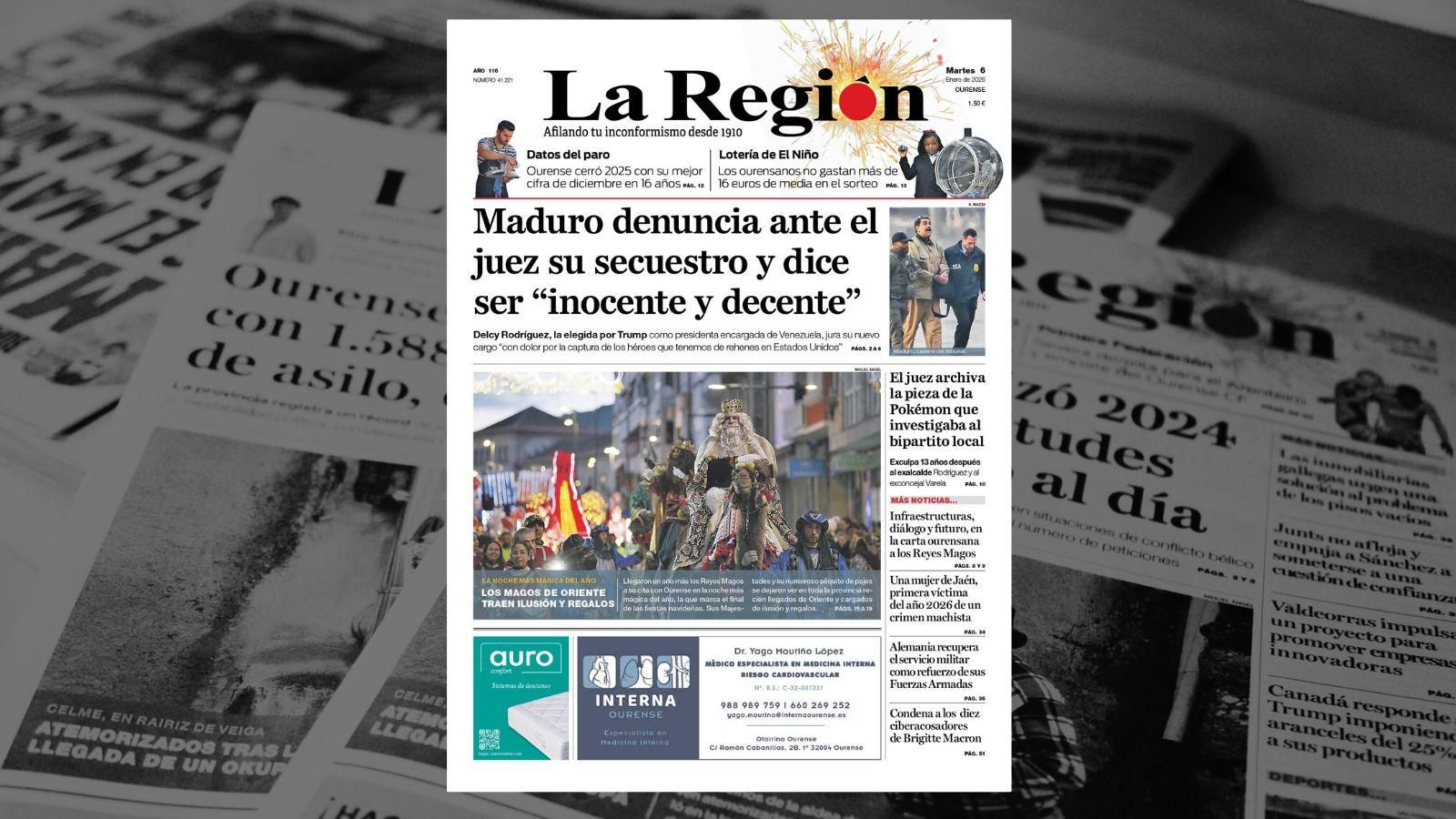 La portada de La Región de este martes