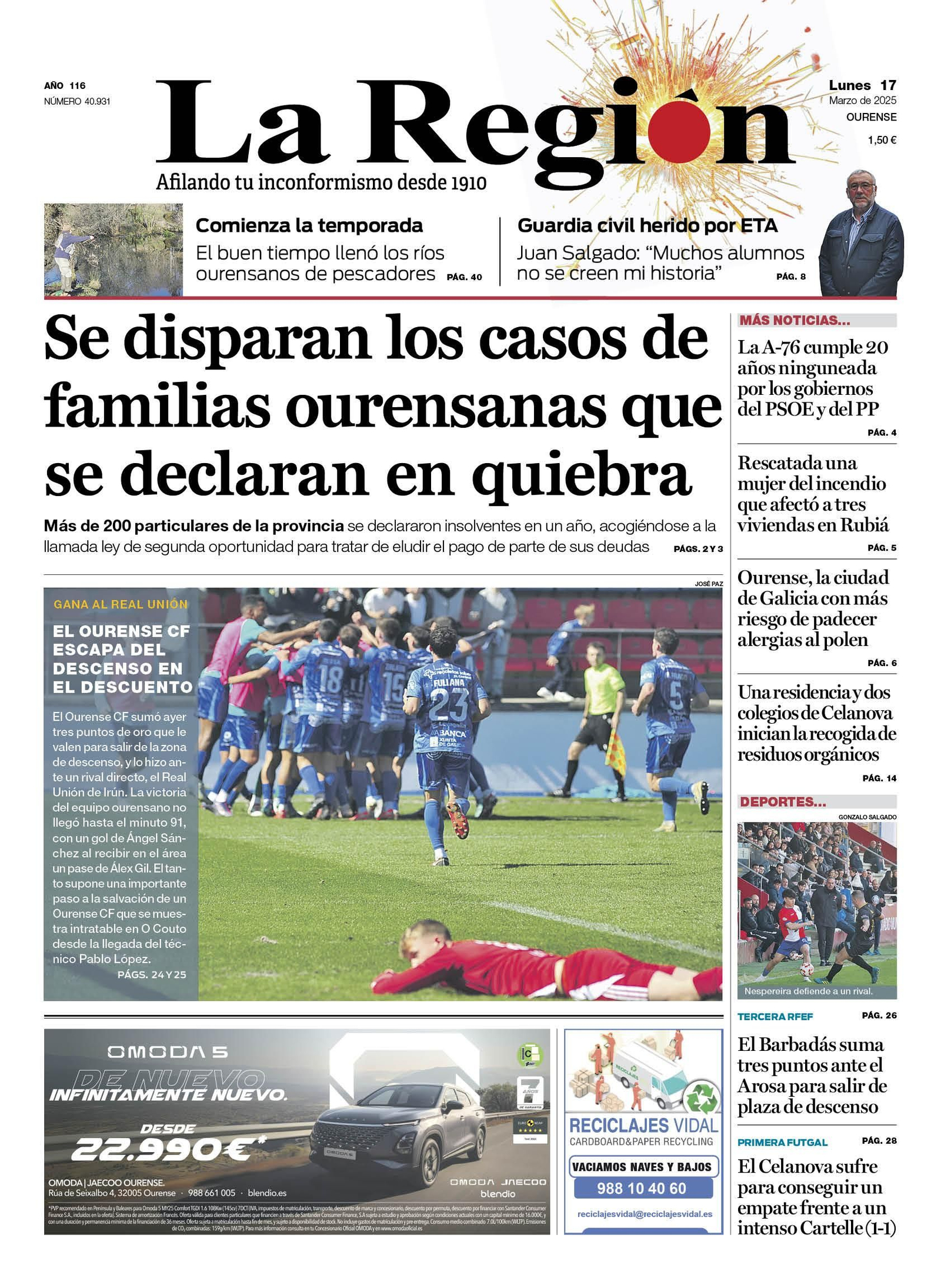 La portada de La Región