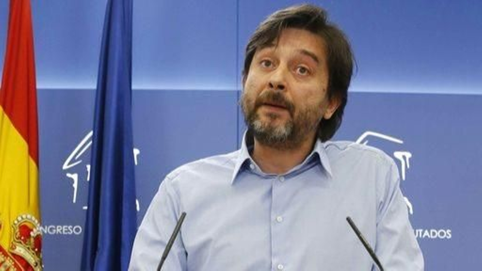 El portavoz de Podemos, Rafael Mayoral, en el Congreso.