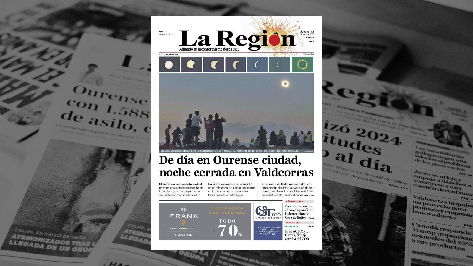 Los titulares de La Región de este jueves, 13 de agosto