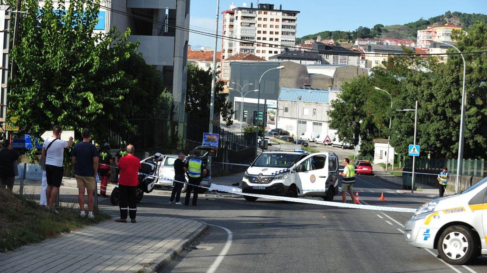 El cruce de la rúa Ponte Sevilla, frente al IES Ferro Couselo y el Paco Paz, donde se produjo la tragedia.