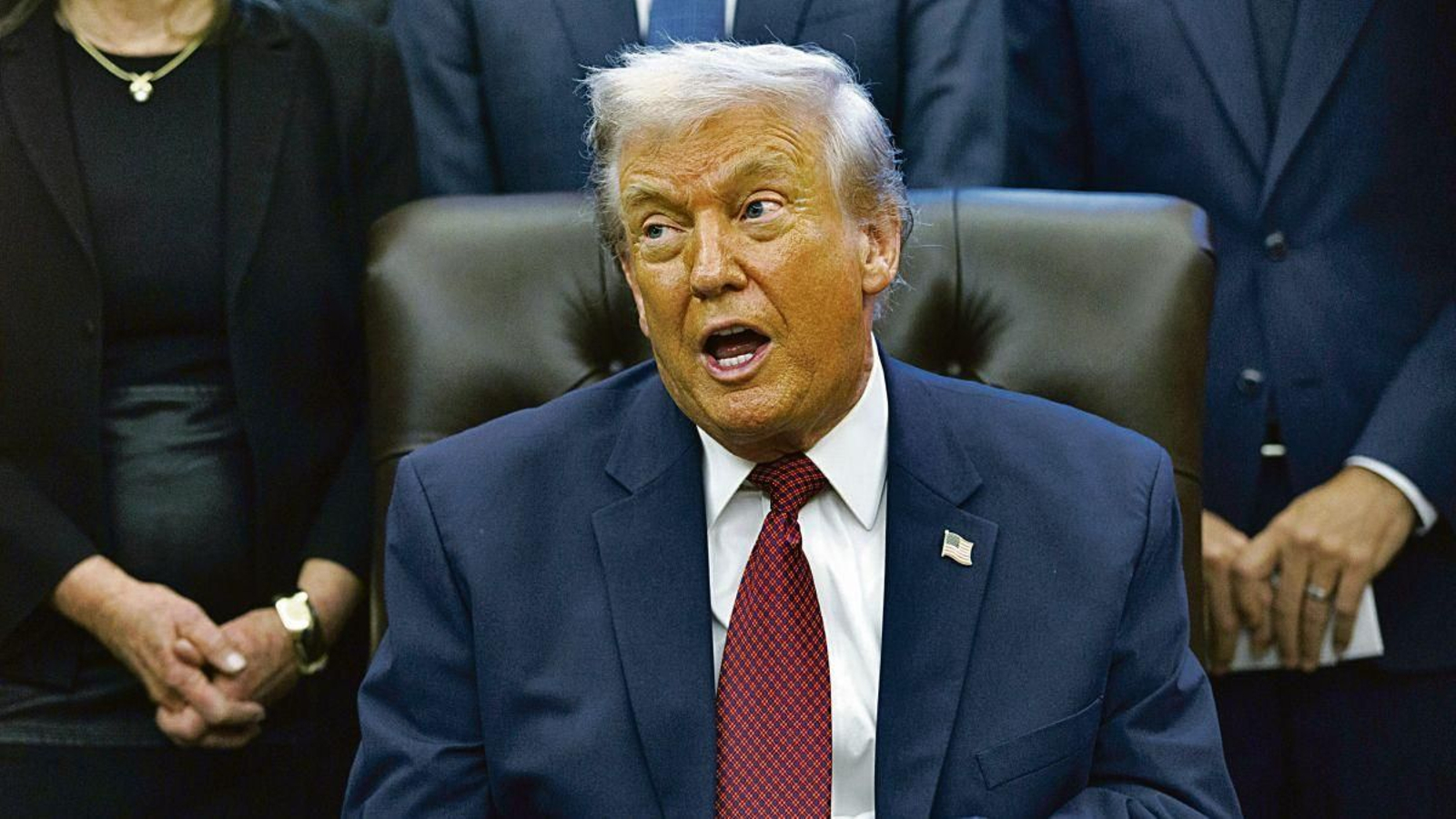 Donald Trump, en la comparecencia en su despacho en la Casa Blanca.