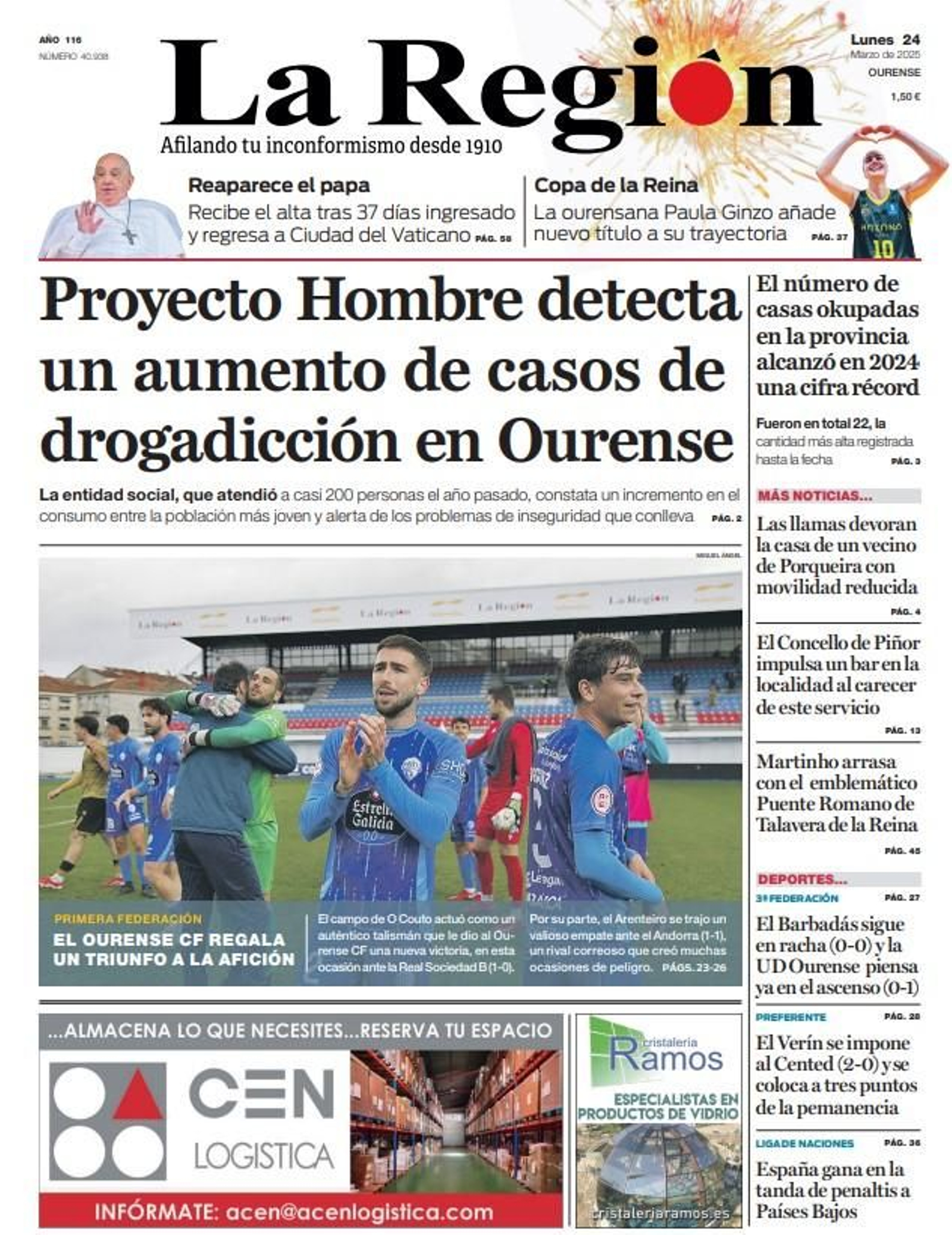 Portada de La Región.