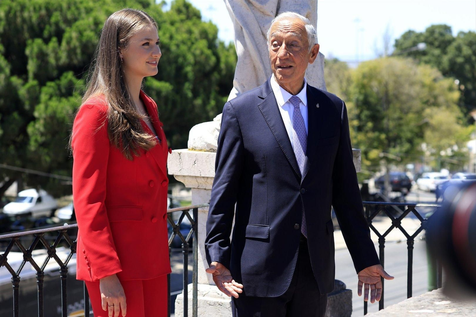 La Princesa Leonor y el presidente de la República Portuguesa, Marcelo Rebelo de Sousa, durante su encuentro en el Palacio de Belém, a 12 de julio de 2024, en Lisboa (Portugal). // EP