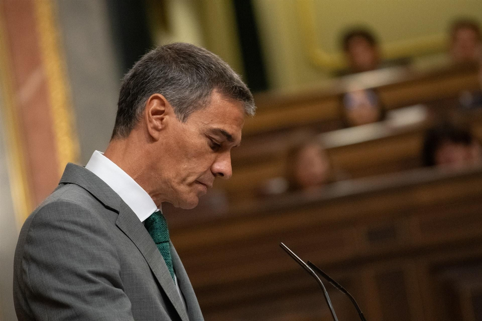 El presidente del Gobierno, Pedro Sánchez, interviene durante una sesión plenaria en el Congreso.