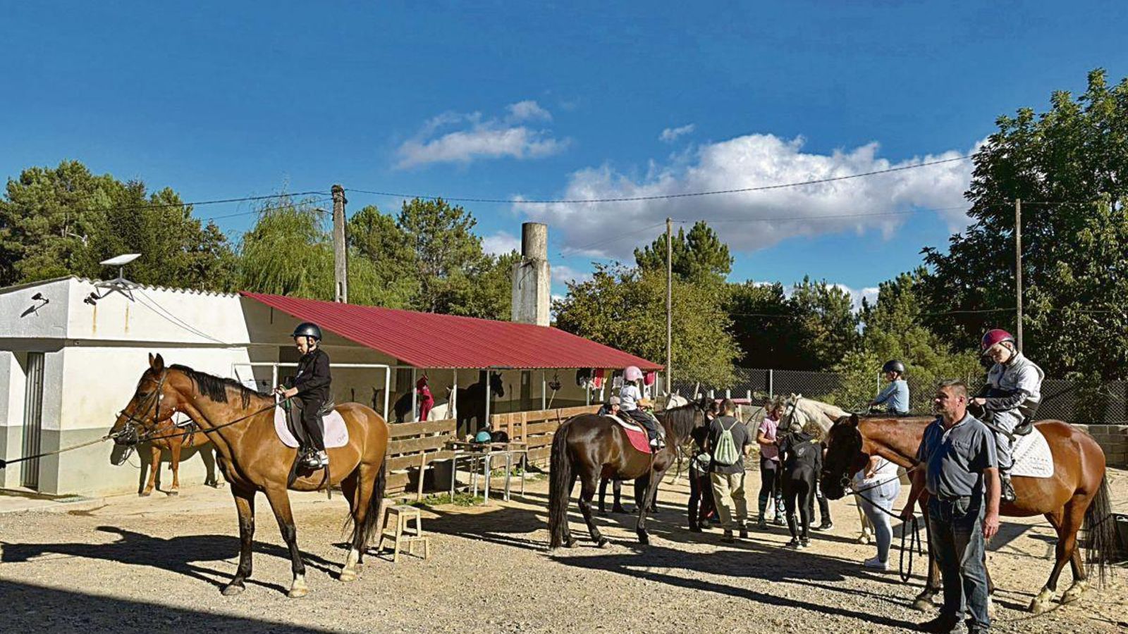 Alumnos en una de las clases de equinoterapia.